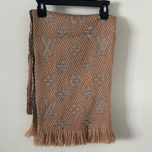 Authentic Louis Vuitton tan wool + Silk scarf